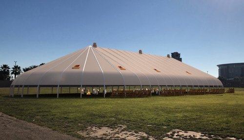 New features coming to Tachi Palace Hotel & Casino in near future A new outdoor Sprung structure is currently under construction at the Tachi Palace Hotel & Casino. The building will house outdoor entertainment and concerts.
